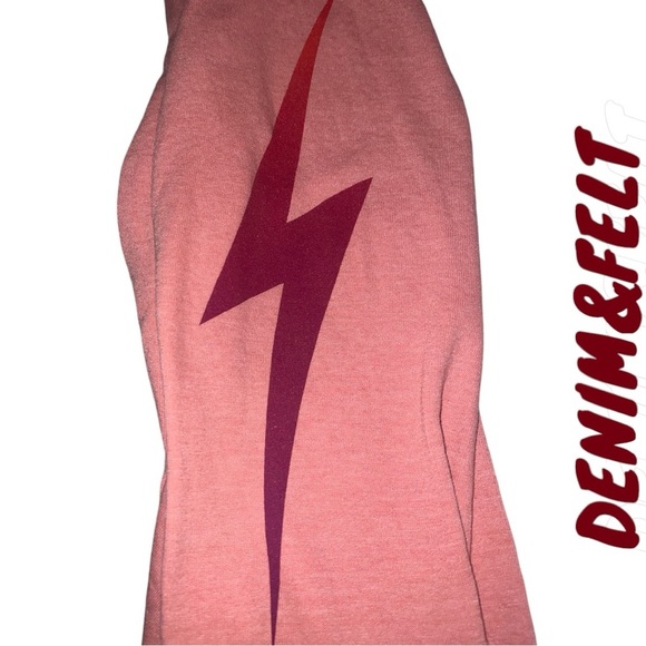 AVIATOR NATION Women’s Pink Lighting Bolt High Waisted Sweatpants | PRELOVED!!🩷 - Picture 3 of 10